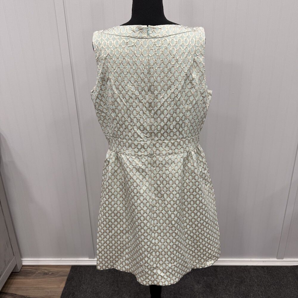 Lauren Ralph Lauren Women's Size 16 Aqua Metallic Fit and Flare Cocktail Dress - Picture 5 of 8